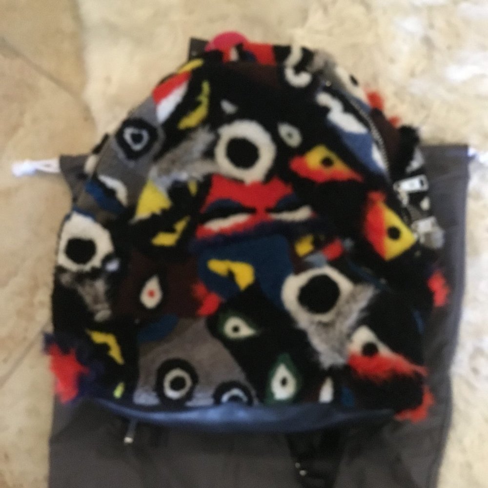 Fendi Shearling Patchwork Monster Eyes Backpack U… - image 2